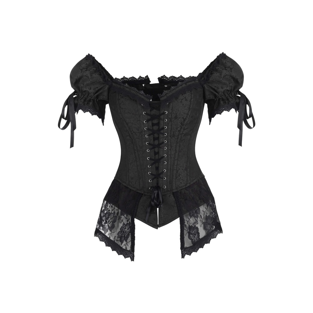 Attitude Corsets - Kenadi Rococo with Peplum survêtement corset - Noir